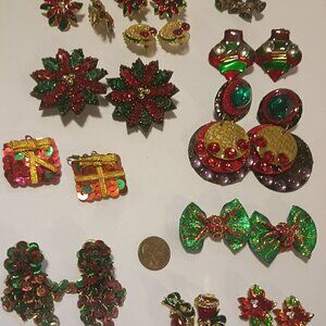 Awesome Lot of 12 Vintage Christmas Earrings